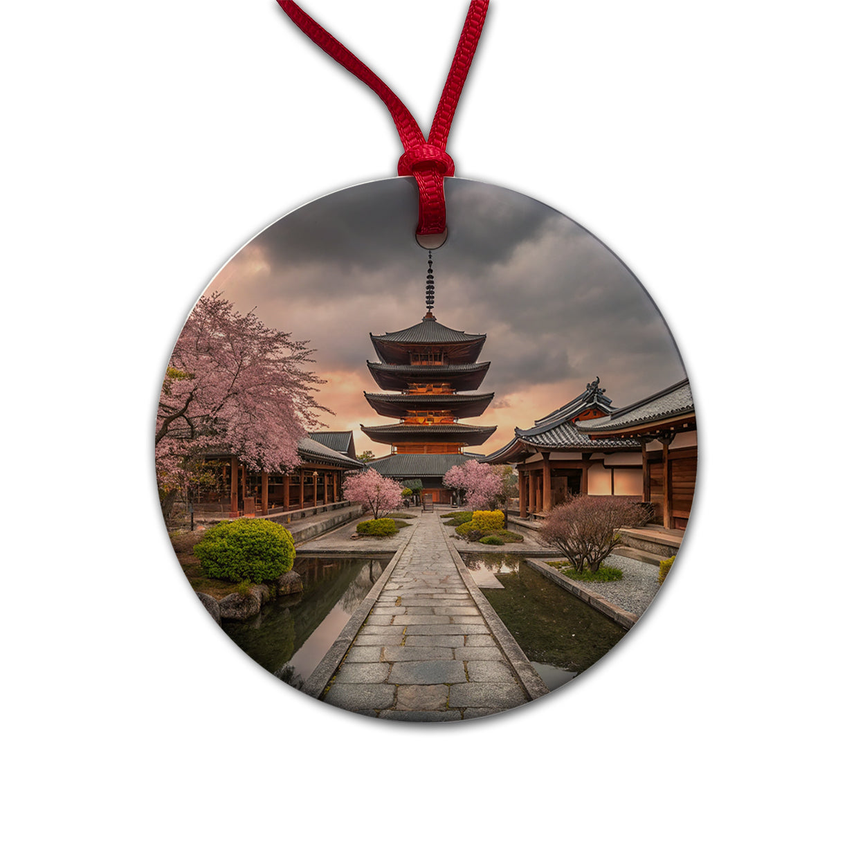Kyoto Japan Travel Round Ceramic Holiday Christmas Tree Ornament