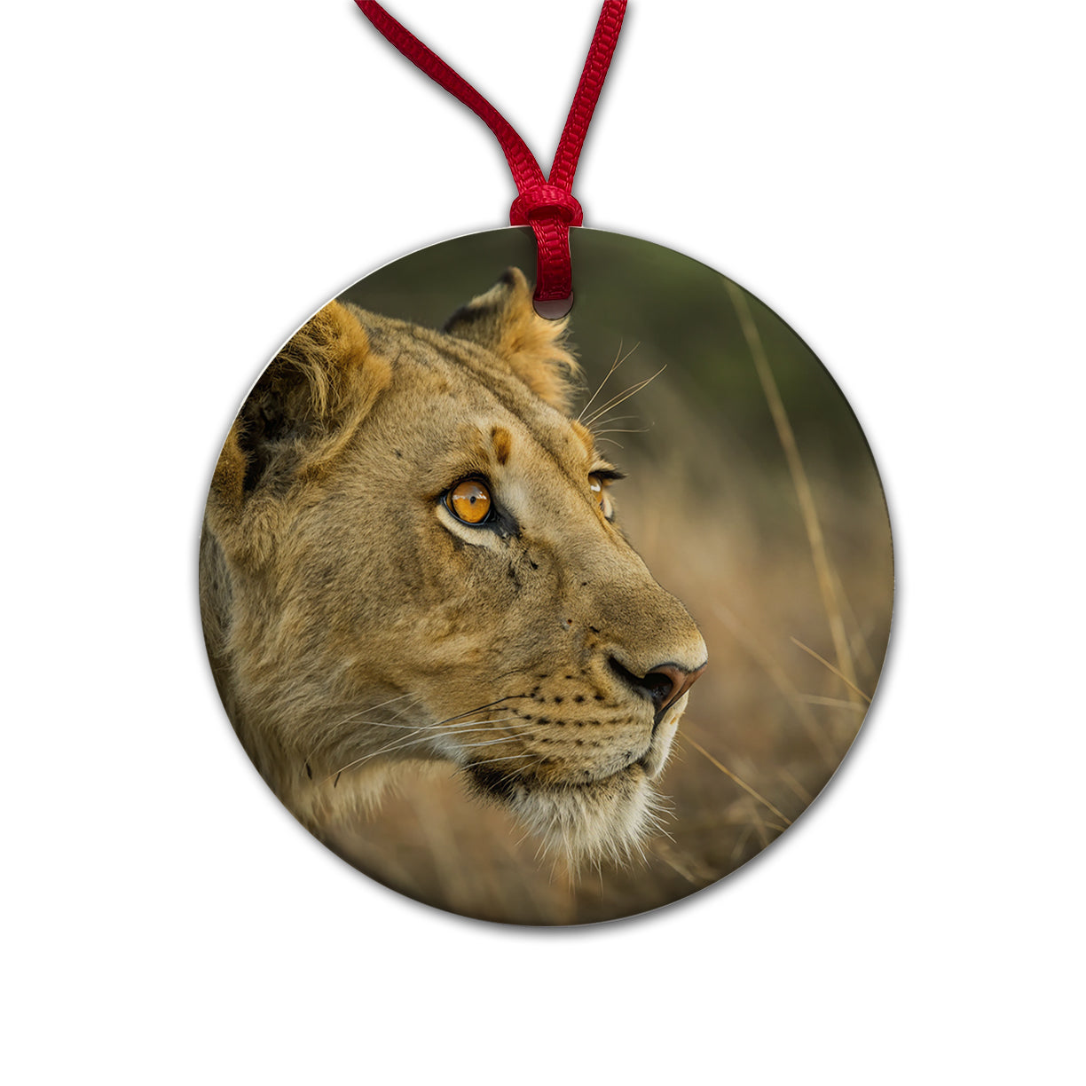 Lion Eyes Close Up Round Ceramic Holiday Christmas Tree Ornament