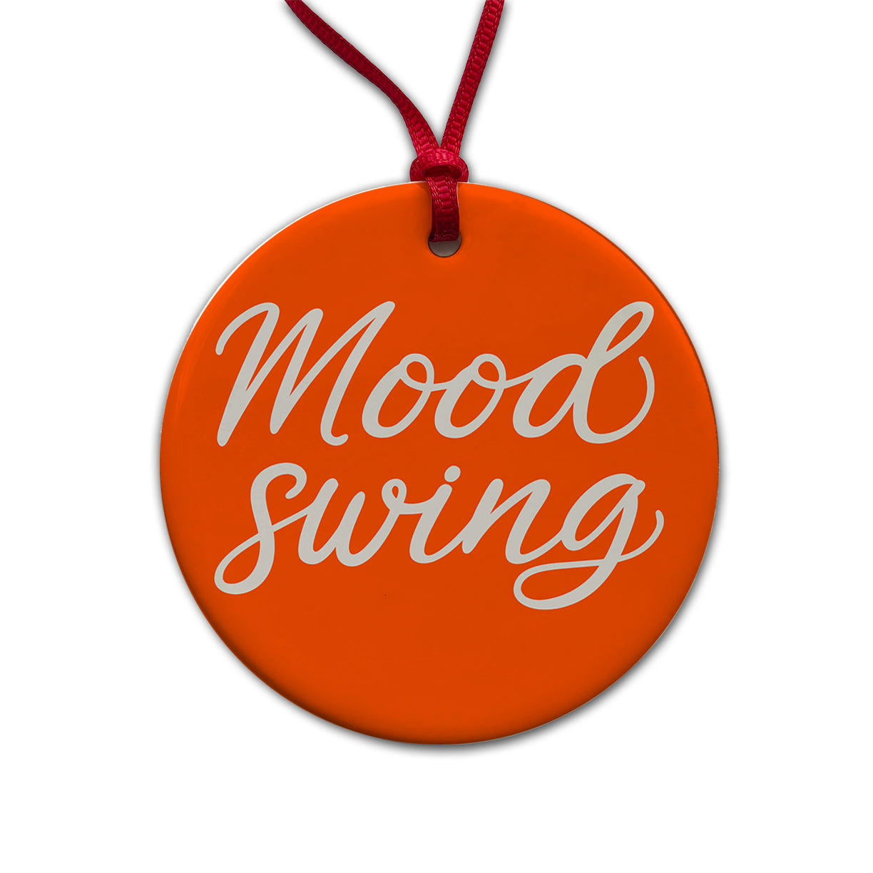 Mood Swing Orange Background Round Ceramic Holiday Christmas Tree Ornament