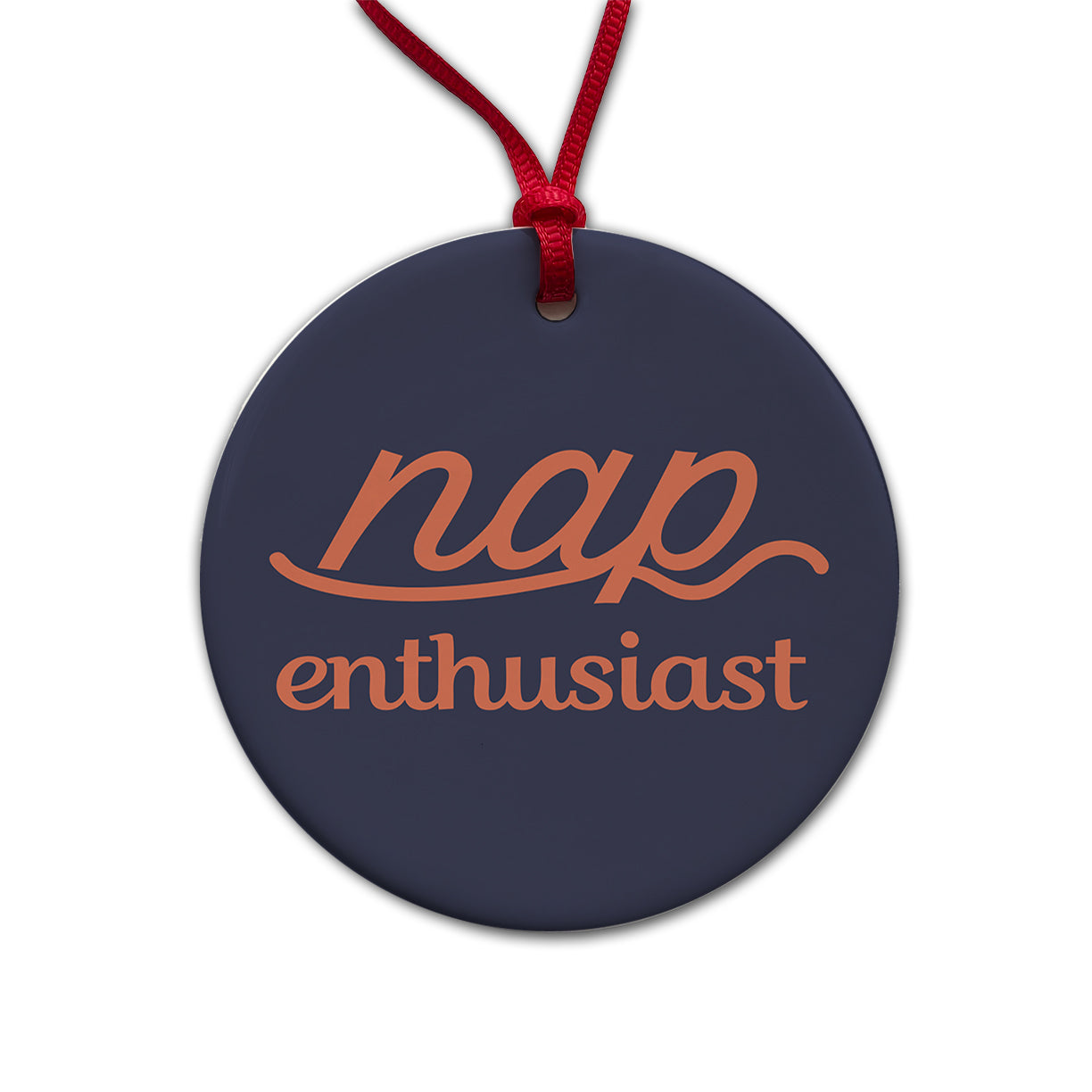 Nap Enthusiast Funny Round Ceramic Holiday Christmas Tree Ornament