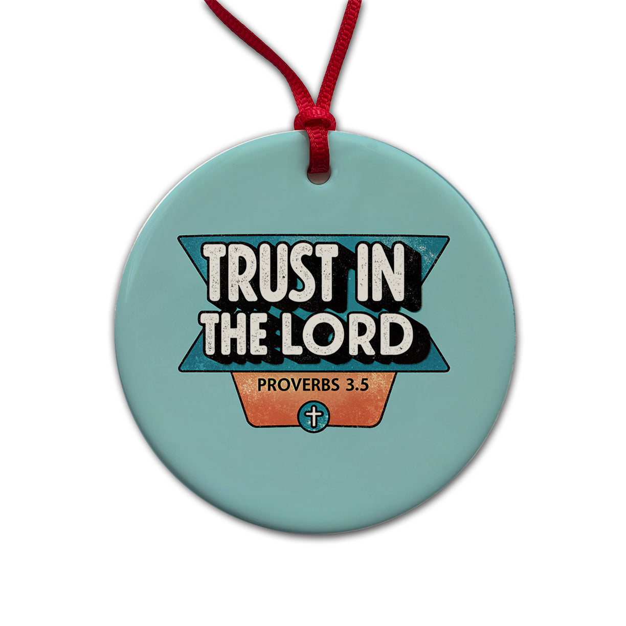 Proverbs Trust In The Lord Bible Christian Round Ceramic Holiday Christmas Tree Ornament