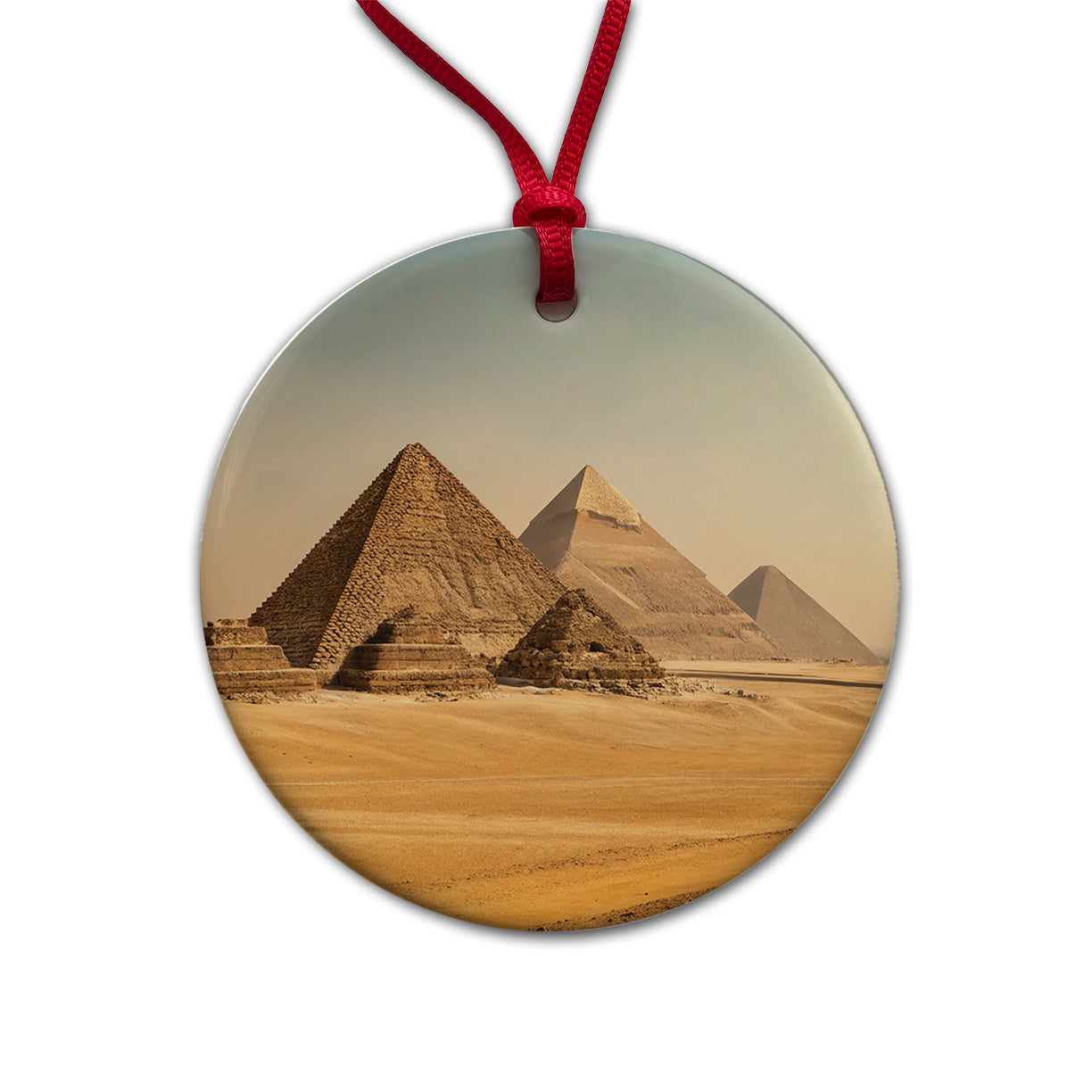 Pyramids Of Giza Travel Egypt History Round Ceramic Holiday Christmas Tree Ornament