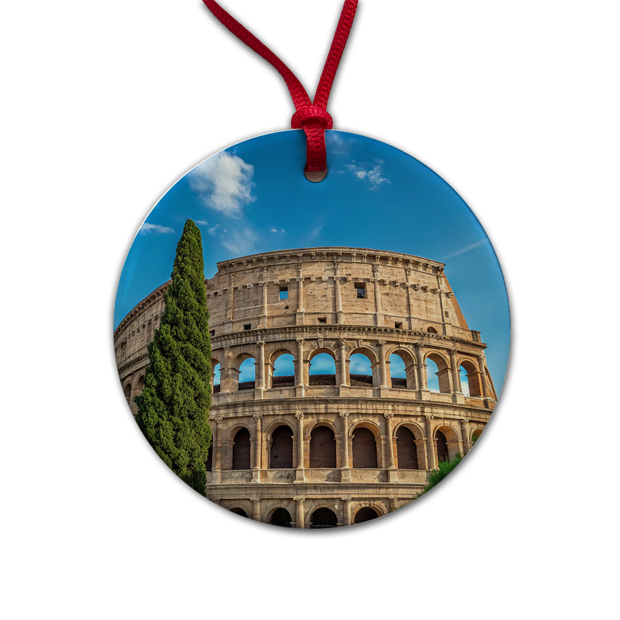 Rome Italy Colosseum Travel History Round Ceramic Holiday Christmas Tree Ornament