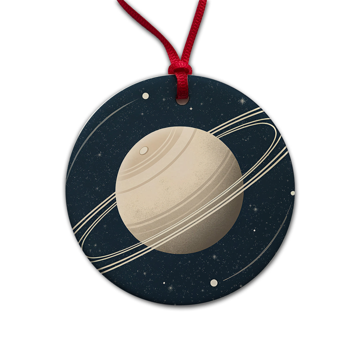 Saturn Planet Rings Space Round Ceramic Holiday Christmas Tree Ornament