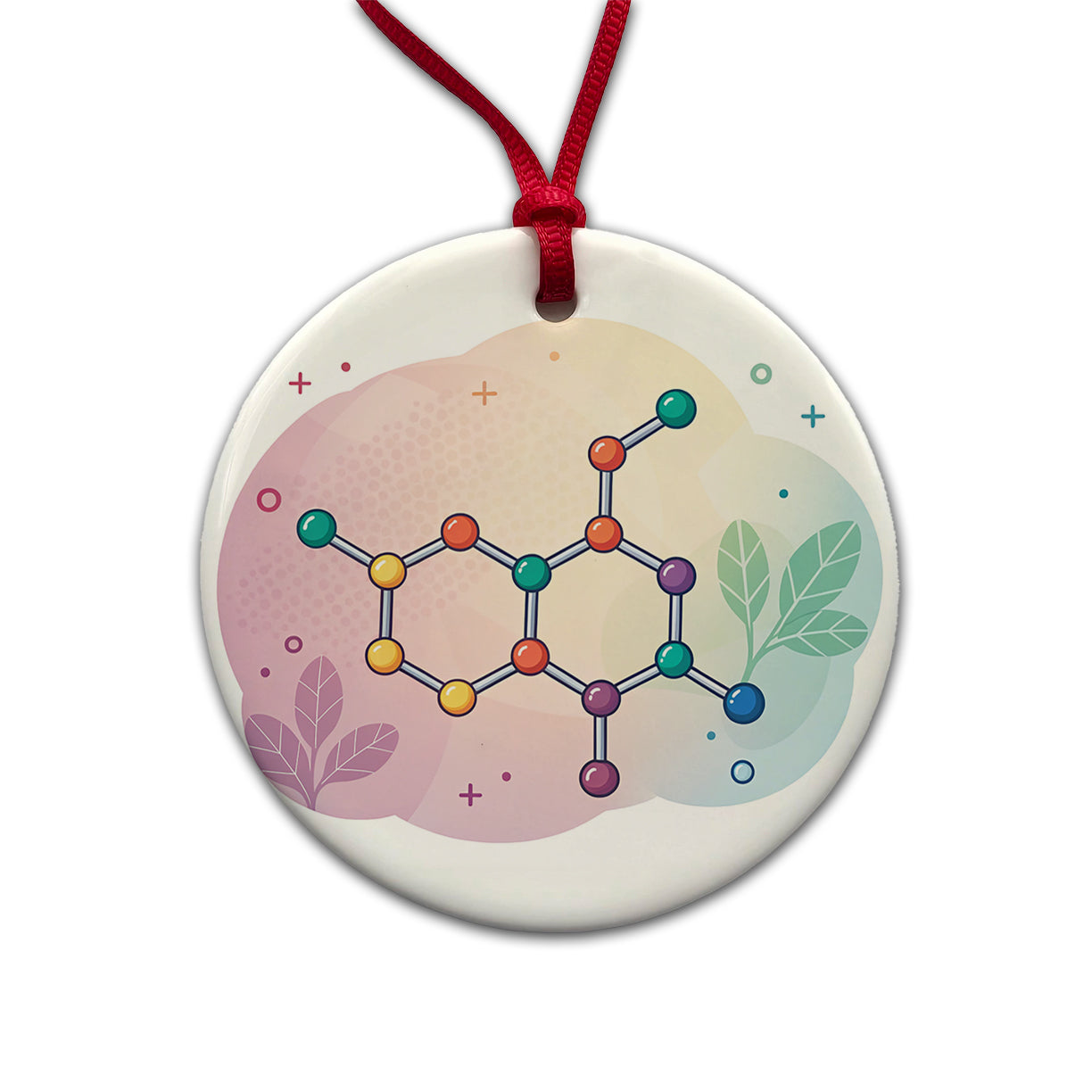 Serotonin Molecule Aesthetic Science Round Ceramic Holiday Christmas Tree Ornament