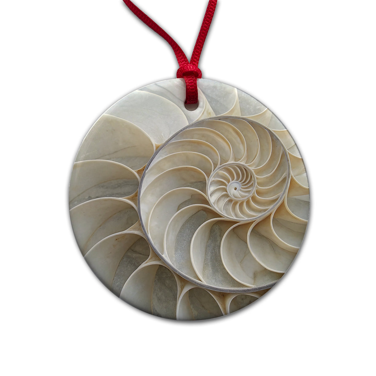 Shell Marble Swirl Round Ceramic Holiday Christmas Tree Ornament