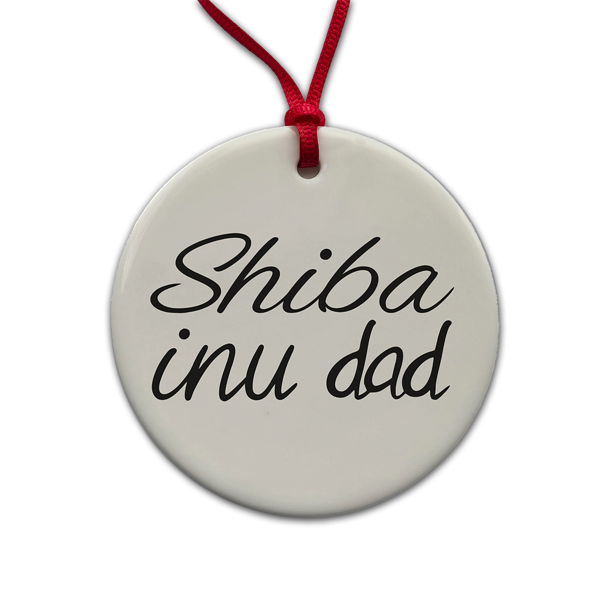 Shiba Inu Dad Dog Round Ceramic Holiday Christmas Tree Ornament