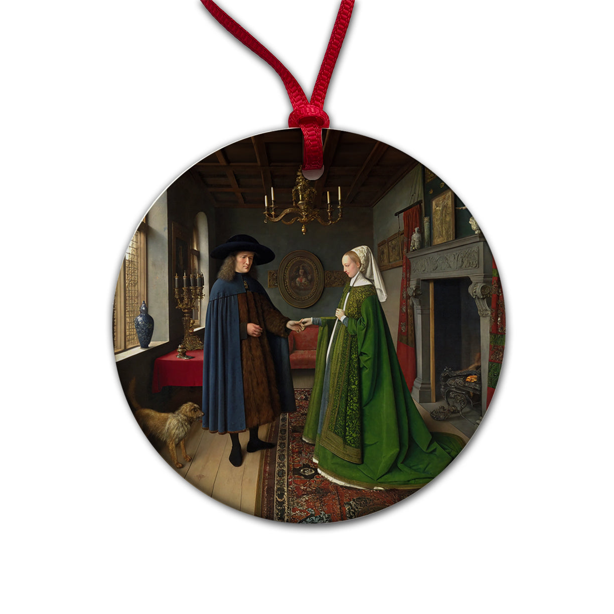 The Arnolfini Portrait By Jan Van Eyck Inspired Round Ceramic Holiday Christmas Tree Ornament