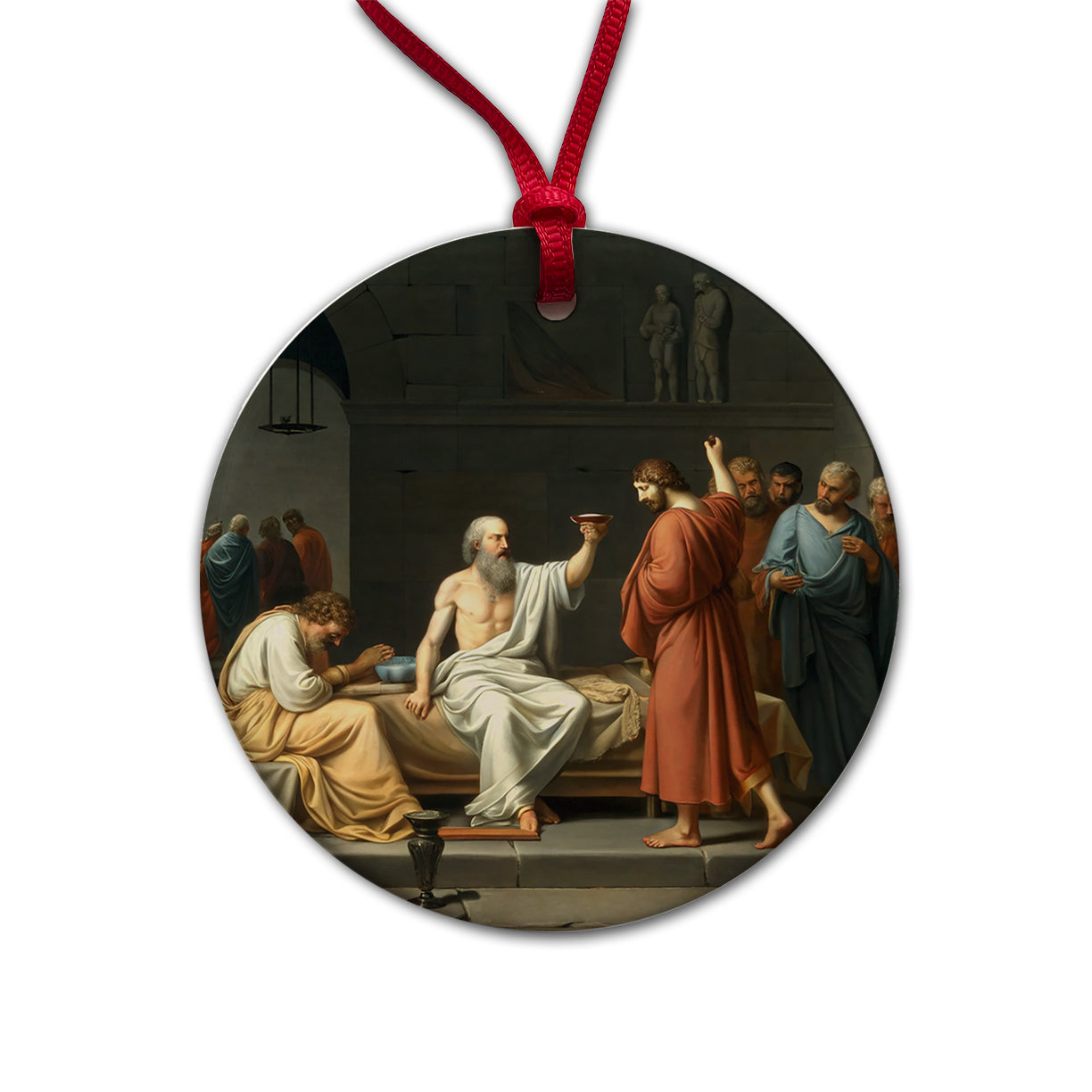 The Death Of Socrates Jacques Louis David Inspired Round Ceramic Holiday Christmas Tree Ornament