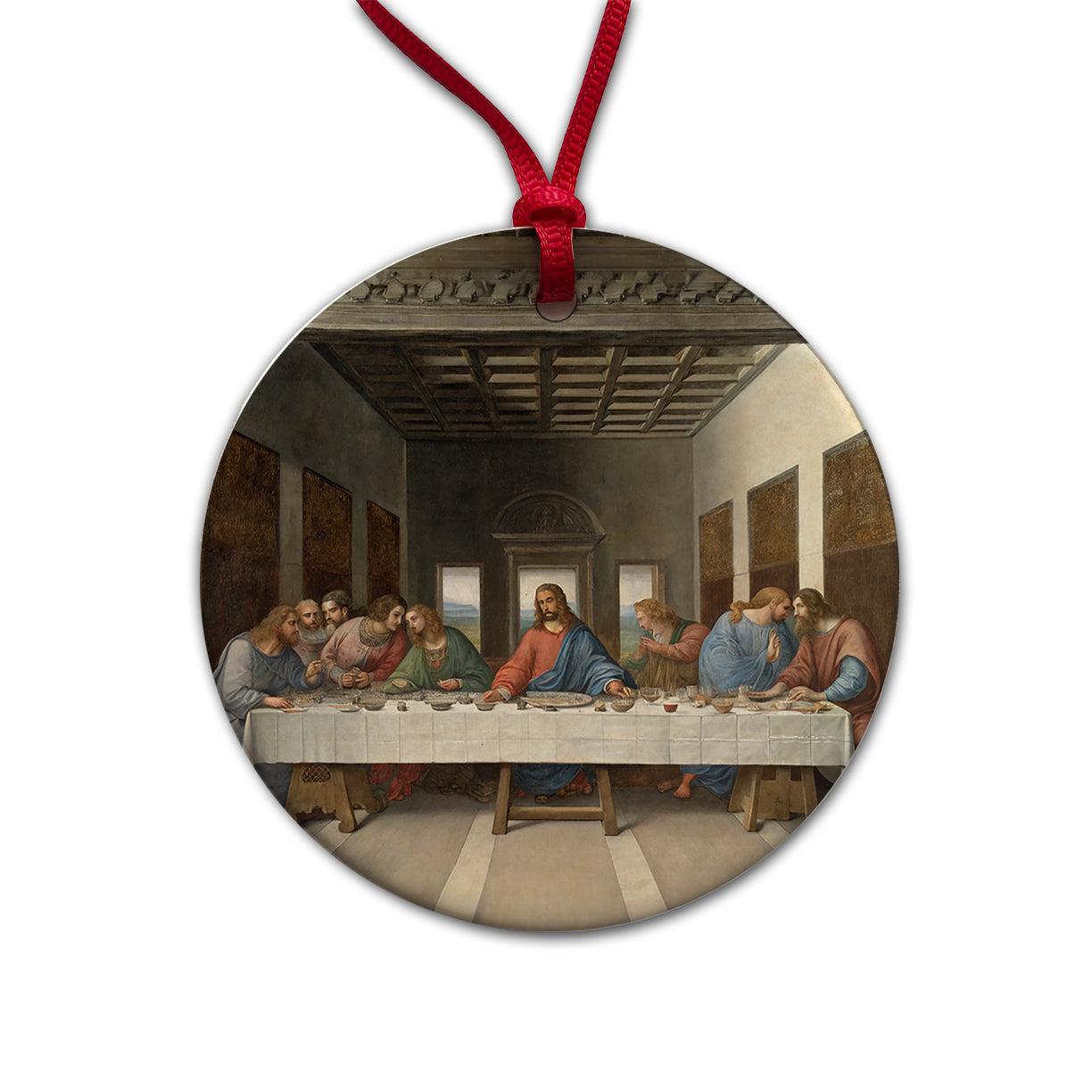 The Last Supper By Leonardo Da Vinci Inspired Jesus Christ Easter Round Ceramic Holiday Christmas Tree Ornament