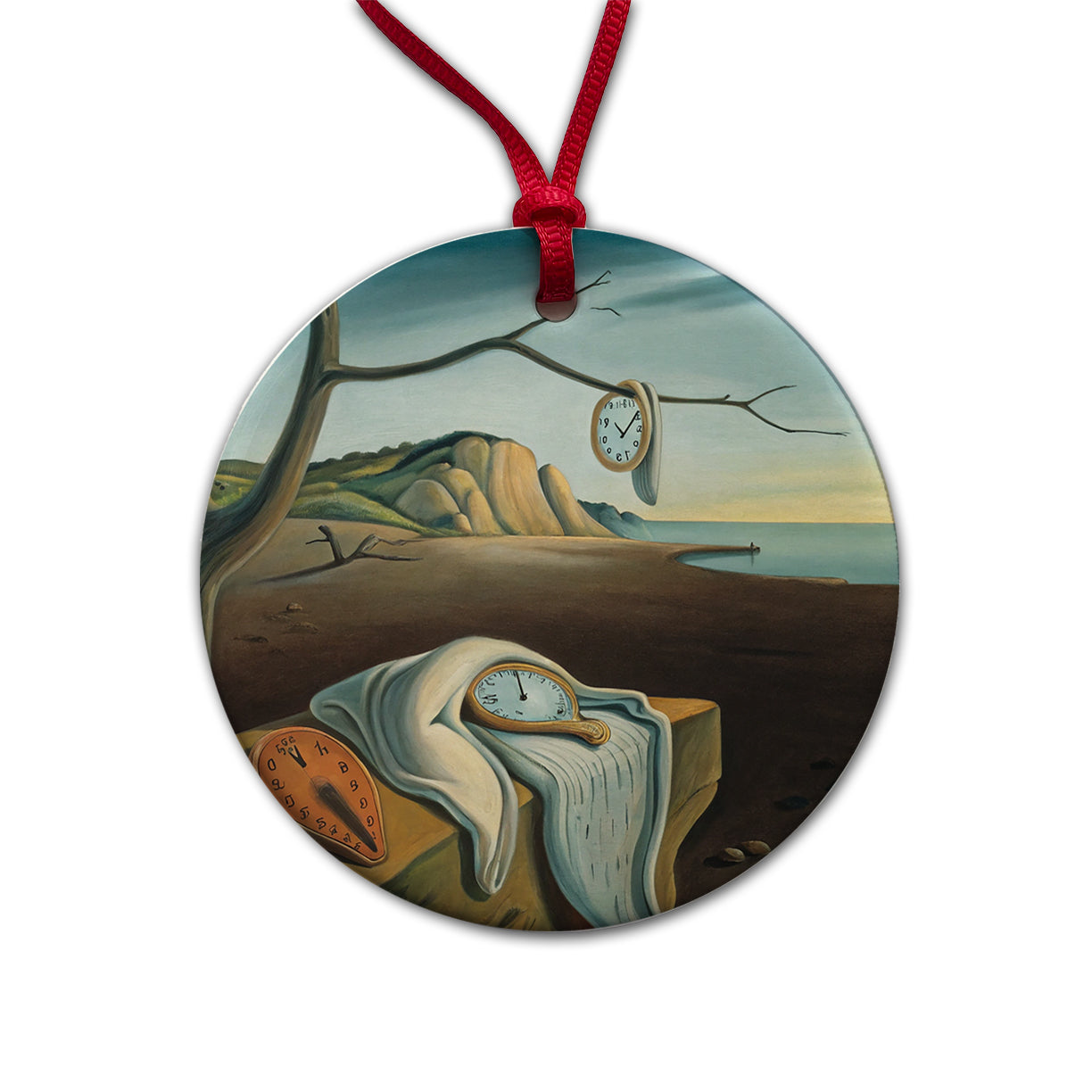 The Persistence Of Memory By Salvador Dali Inspired Clocks Round Ceramic Holiday Christmas Tree Ornament