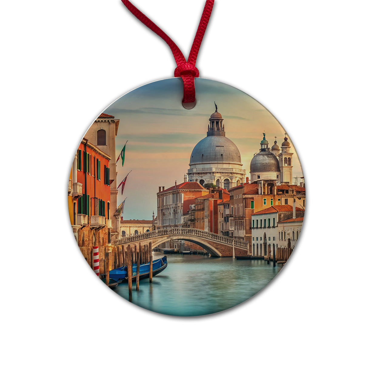 Venice Italy Canal Travel Round Ceramic Holiday Christmas Tree Ornament
