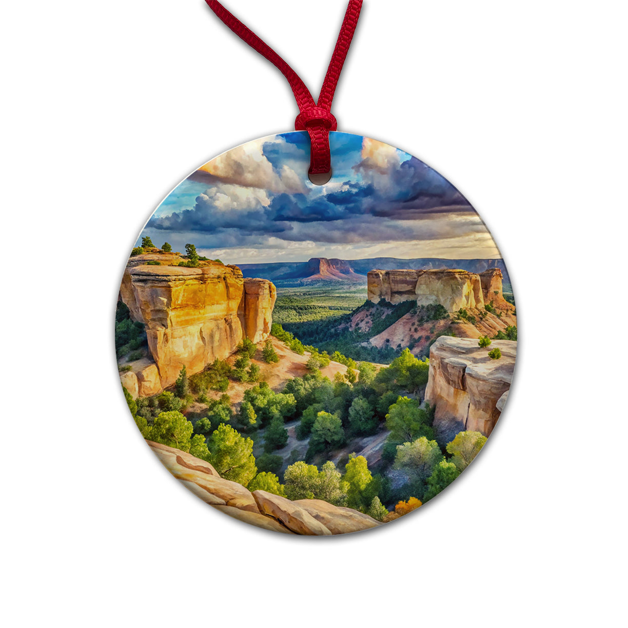 El Malpais National Monument New Mexico Watercolor Style Round Ceramic Holiday Christmas Tree Ornament