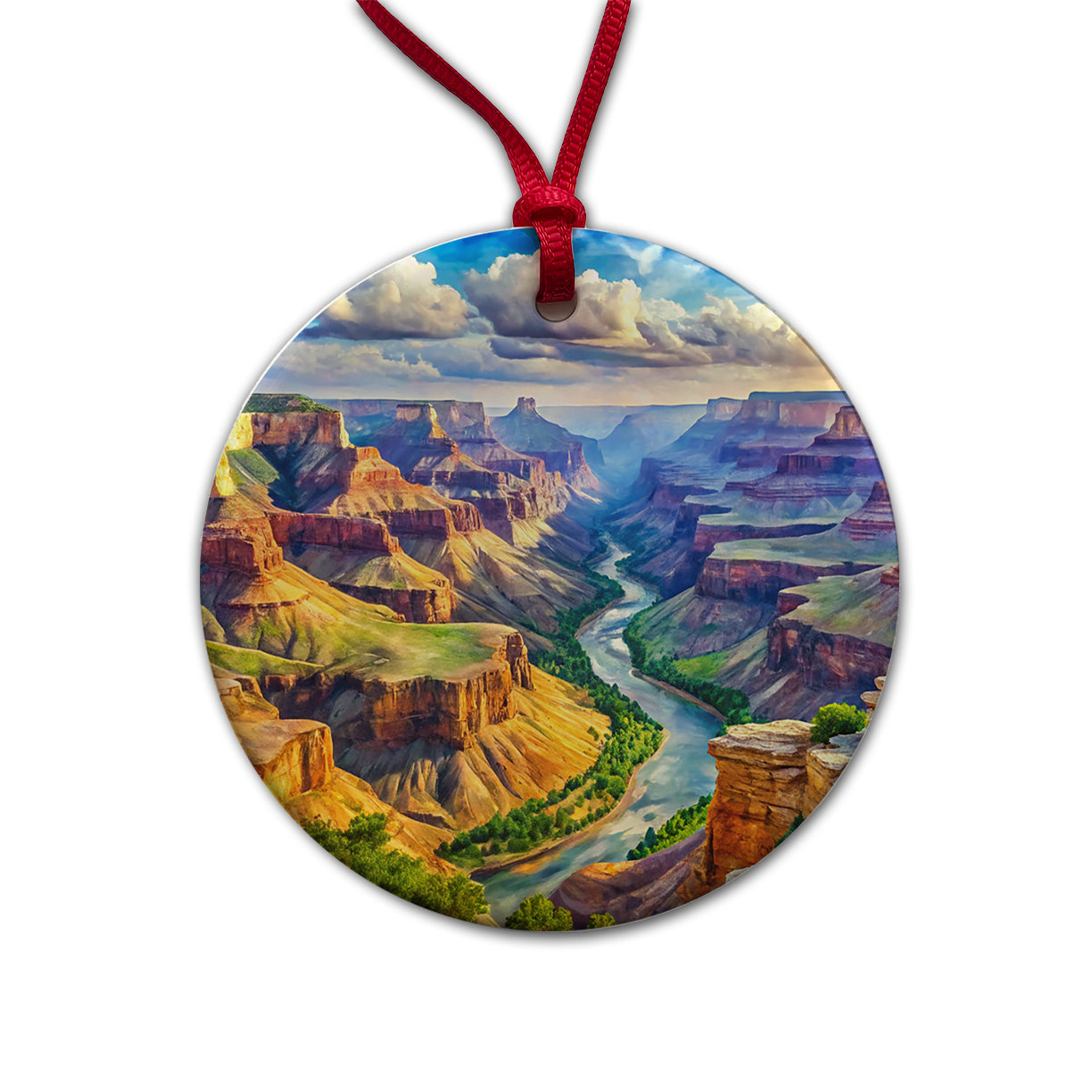Grand Canyon - Parashant National Monument Arizona Watercolor Style Round Ceramic Holiday Christmas Tree Ornament