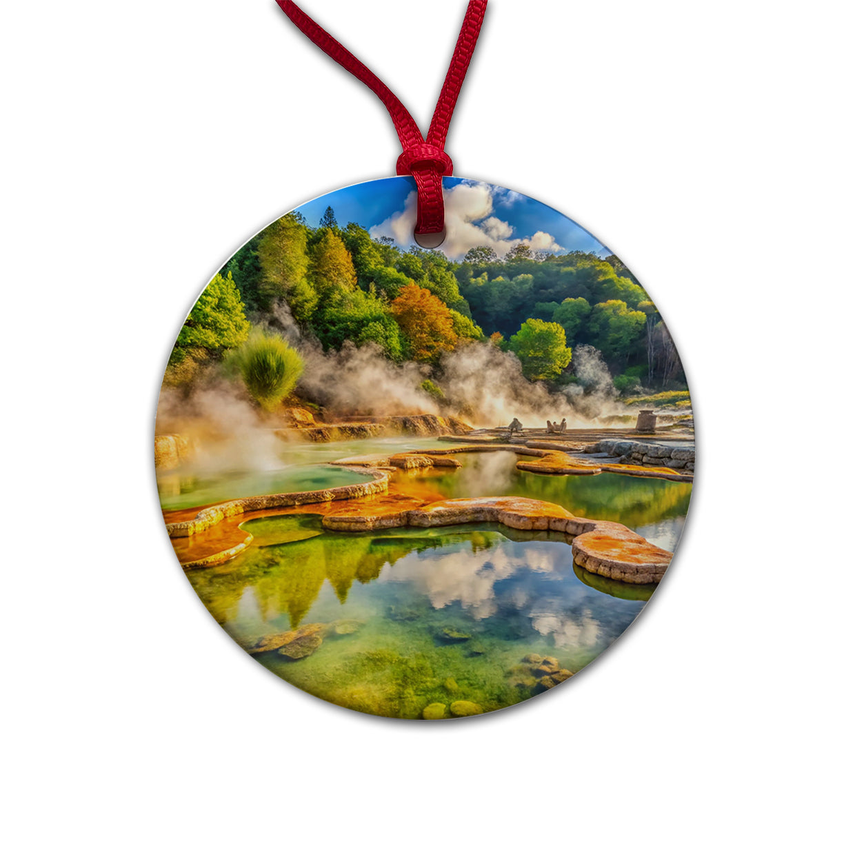 Hot Springs National Park Arkansas Watercolor Style Round Ceramic Holiday Christmas Tree Ornament