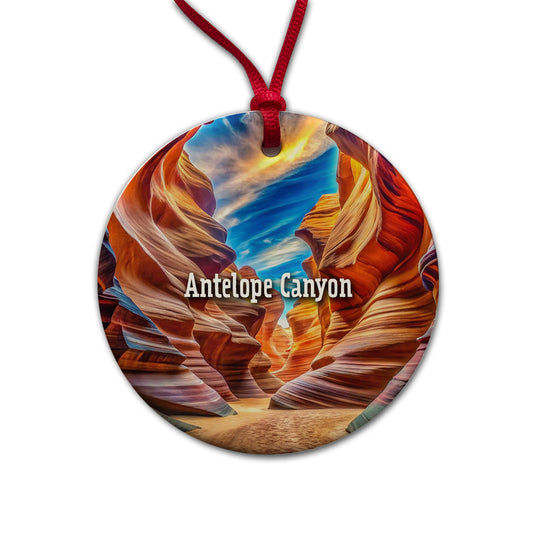 Antelope Canyon Arizona Round Ceramic Holiday Christmas Tree Ornament