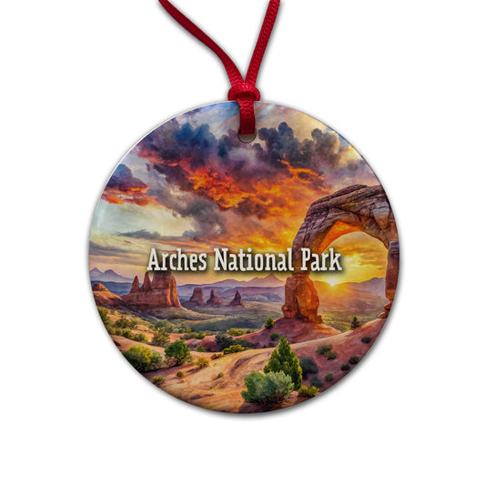 Arches National Park Utah Round Ceramic Holiday Christmas Tree Ornament