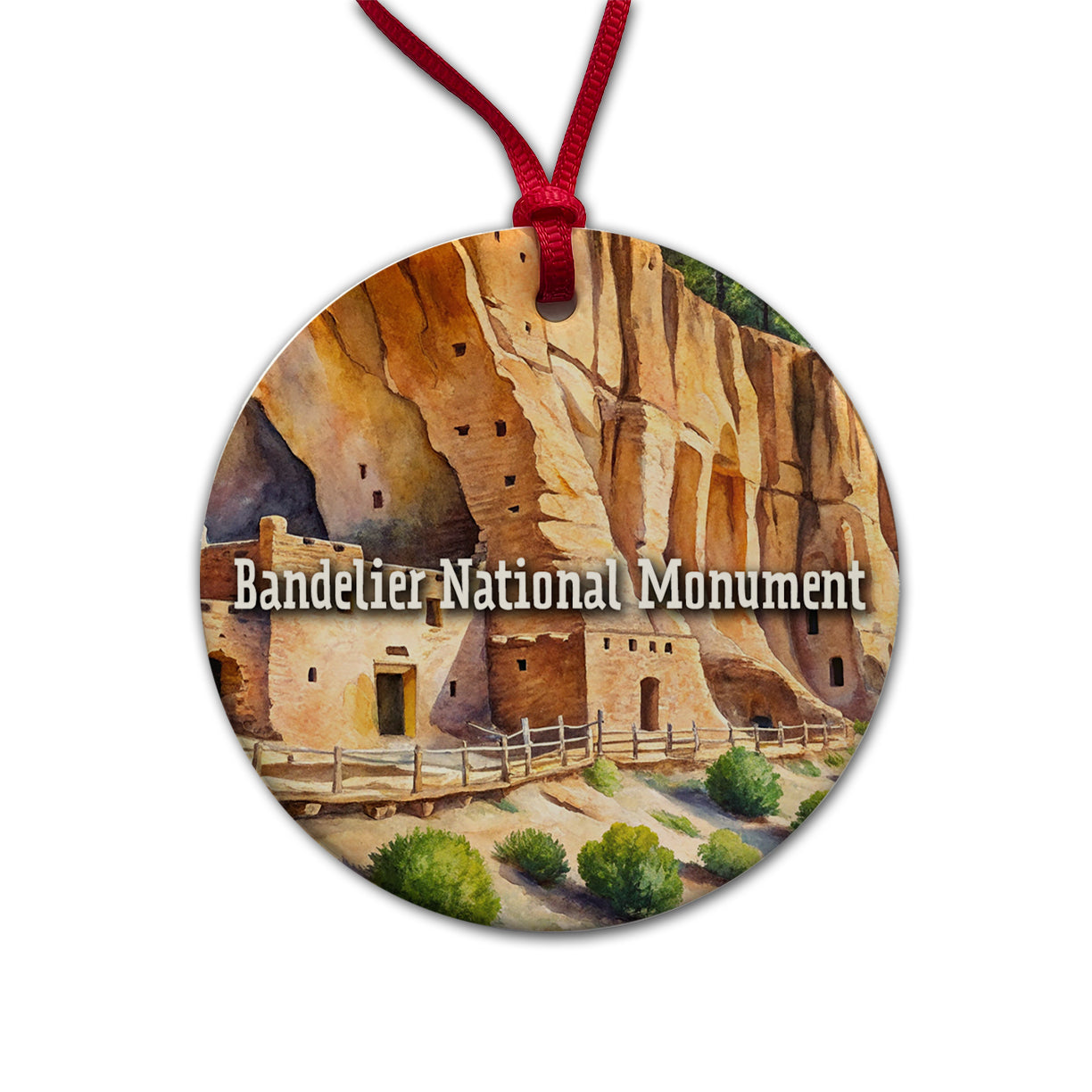 Bandelier National Monument New Mexico Round Ceramic Holiday Christmas Tree Ornament