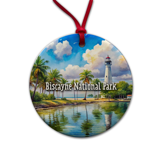 Biscayne National Park Florida Round Ceramic Holiday Christmas Tree Ornament