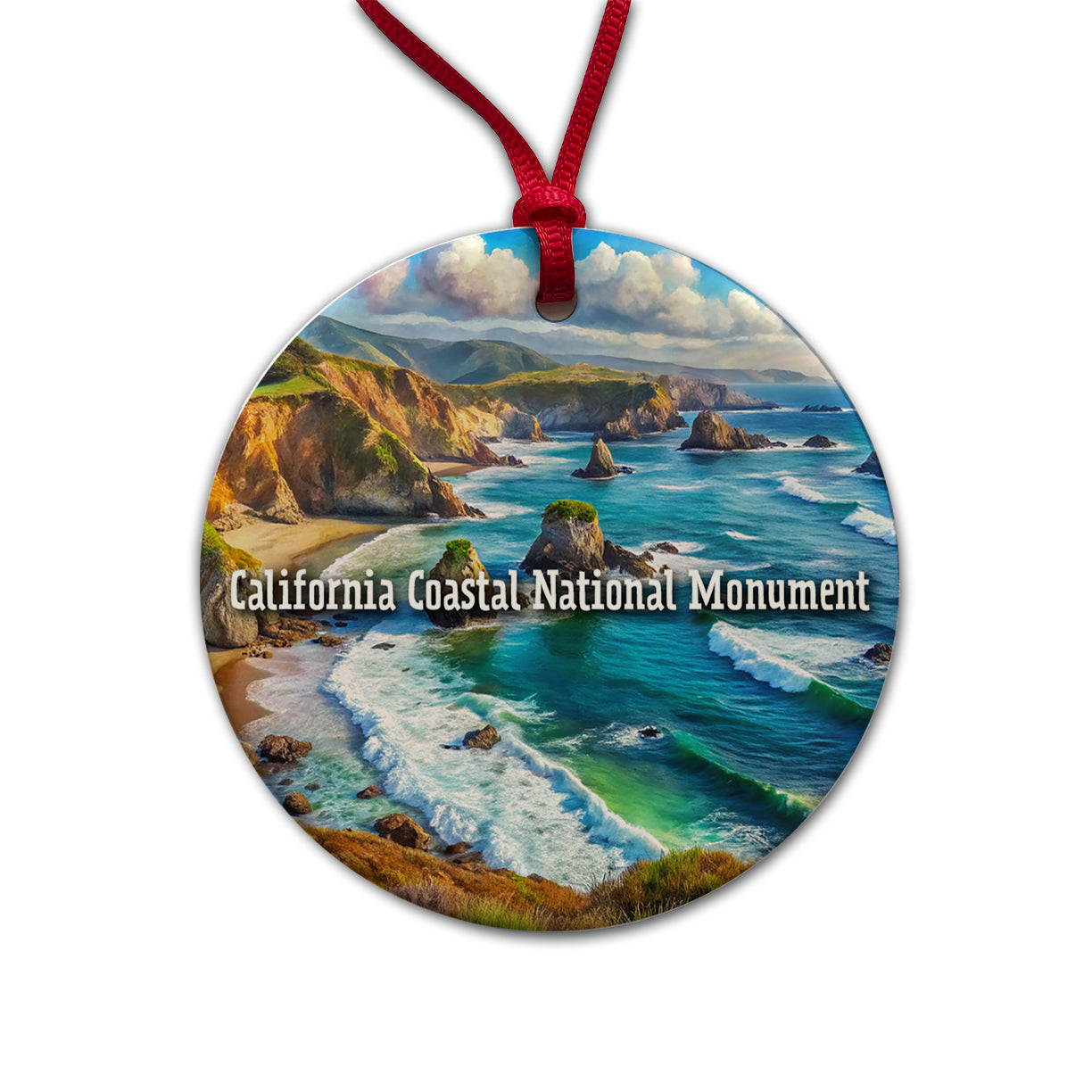 California Coastal National Monument California Round Ceramic Holiday Christmas Tree Ornament