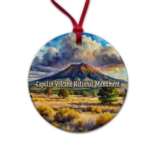 Capulin Volcano National Monument New Mexico Round Ceramic Holiday Christmas Tree Ornament