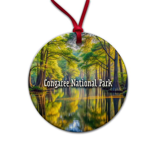 Congaree National Park South Carolina Round Ceramic Holiday Christmas Tree Ornament