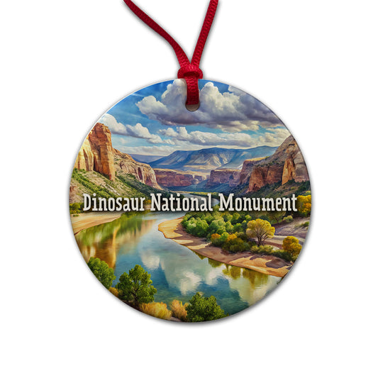 Dinosaur National Monument Colorado, Utah Round Ceramic Holiday Christmas Tree Ornament