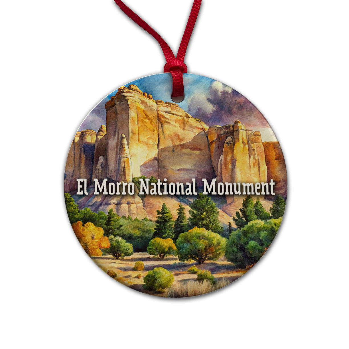 El Morro National Monument New Mexico Round Ceramic Holiday Christmas Tree Ornament