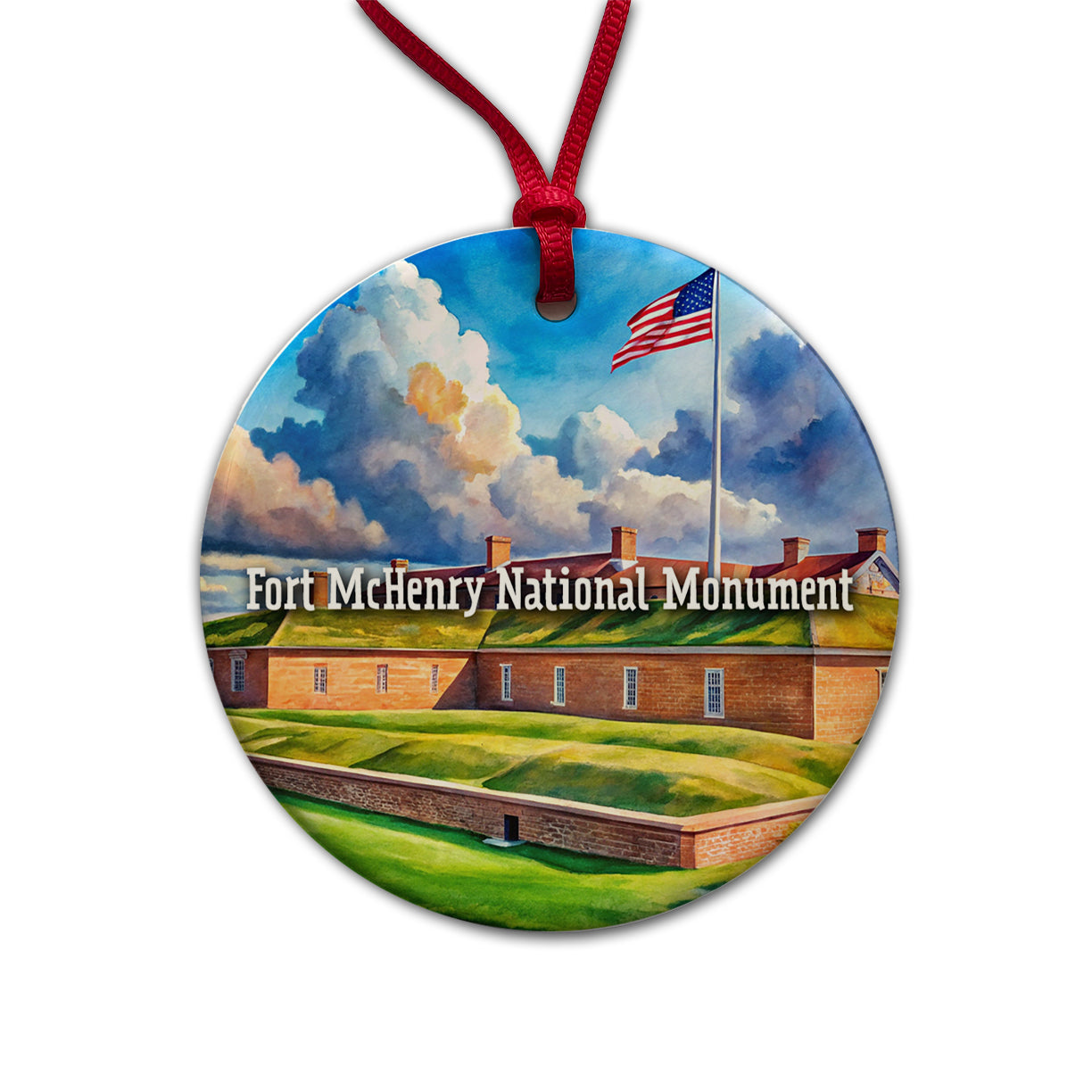 Fort McHenry National Monument Maryland Round Ceramic Holiday Christmas Tree Ornament