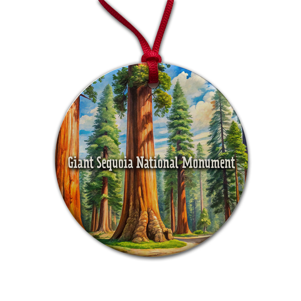 Giant Sequoia National Monument California Round Ceramic Holiday Christmas Tree Ornament