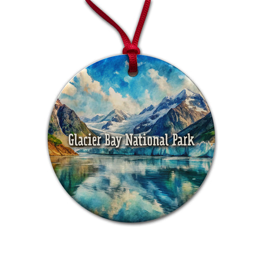 Glacier Bay National Park Alaska Round Ceramic Holiday Christmas Tree Ornament