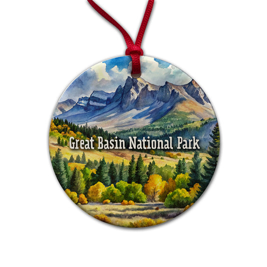 Great Basin National Park Nevada Round Ceramic Holiday Christmas Tree Ornament