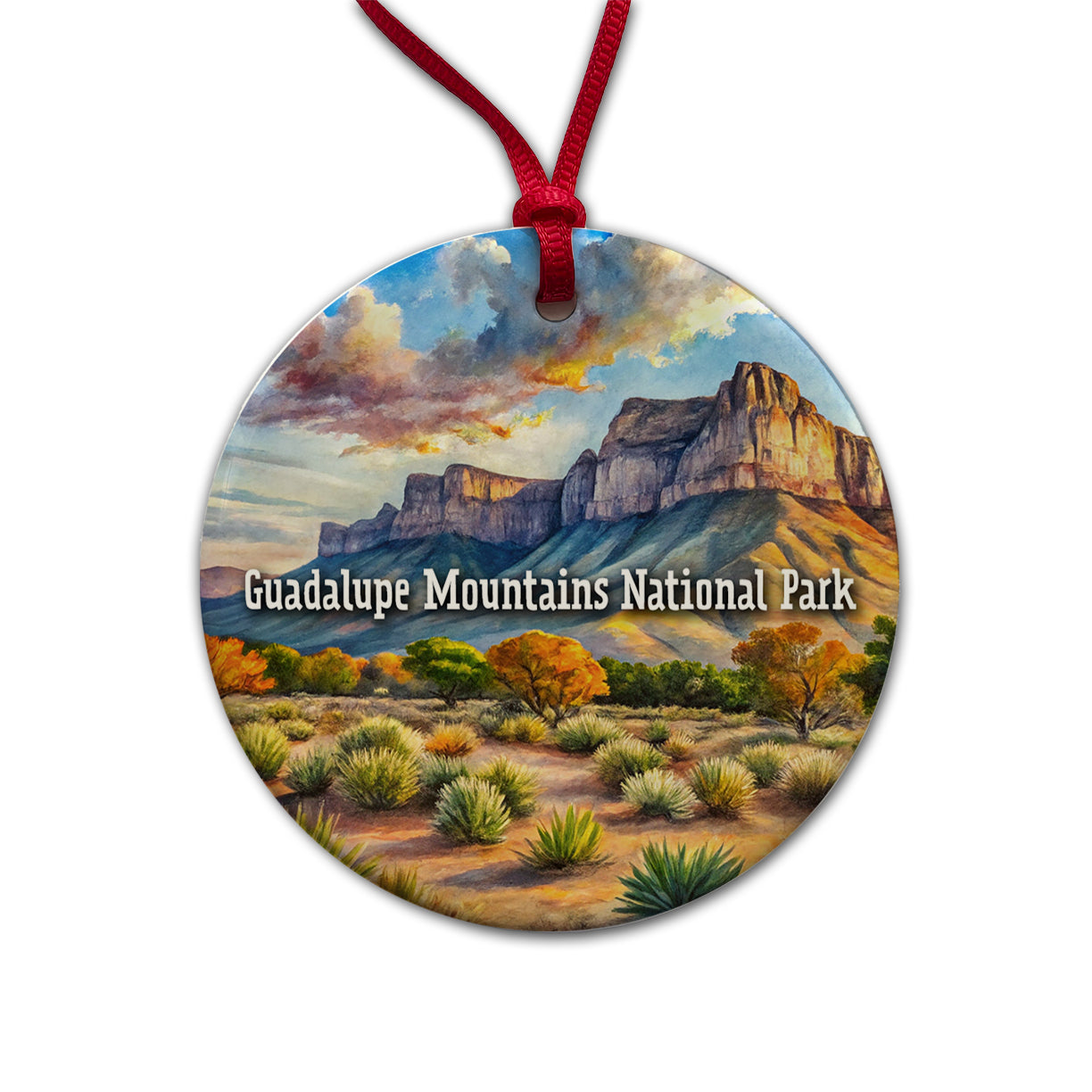 Guadalupe Mountains National Park Texas Round Ceramic Holiday Christmas Tree Ornament