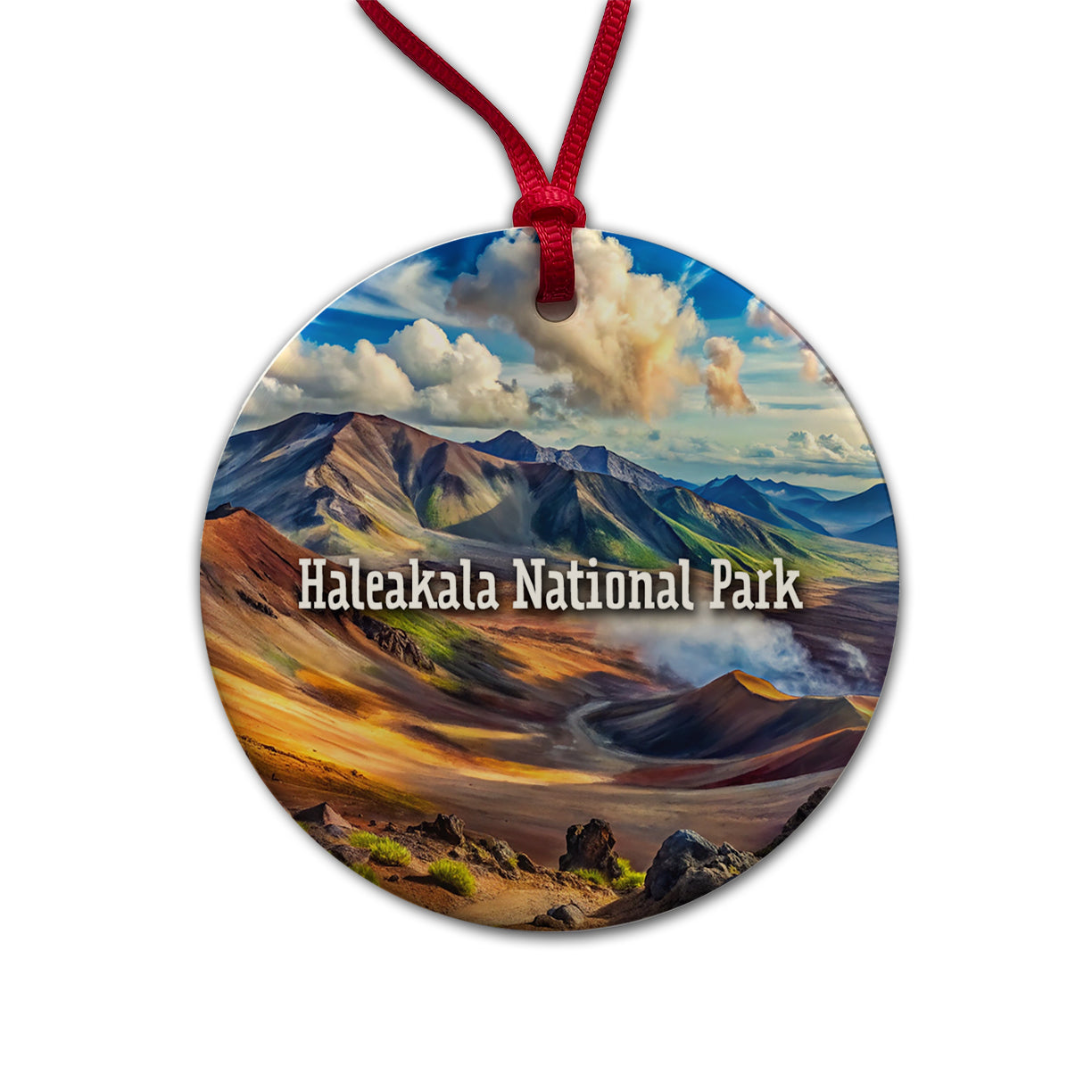 Haleakala National Park Hawaii Round Ceramic Holiday Christmas Tree Ornament