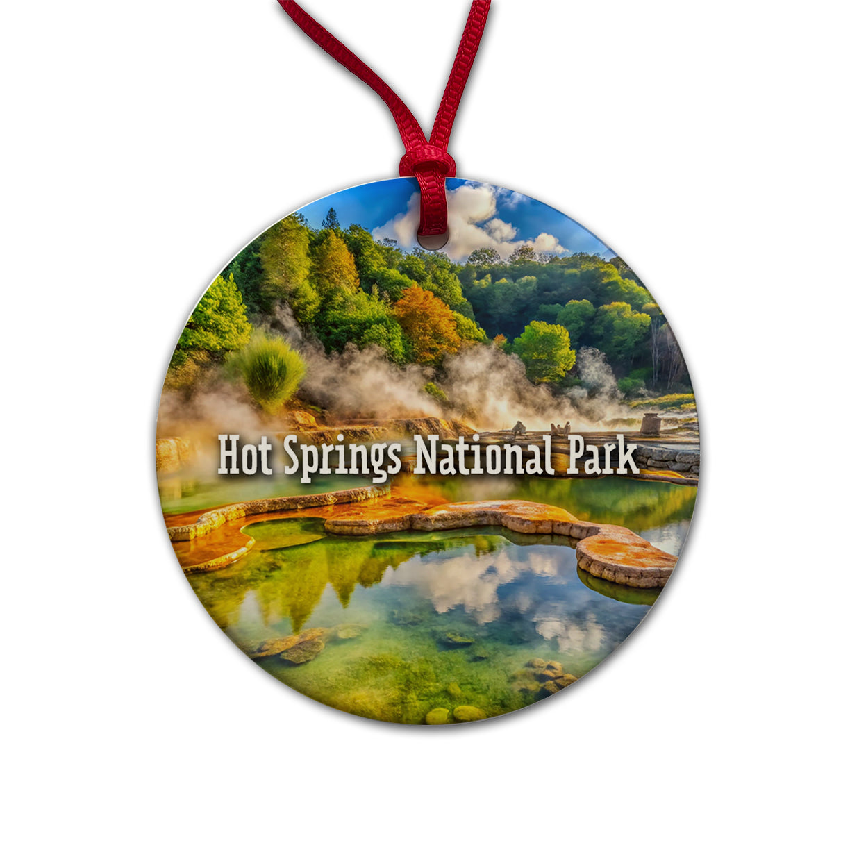 Hot Springs National Park Arkansas Round Ceramic Holiday Christmas Tree Ornament