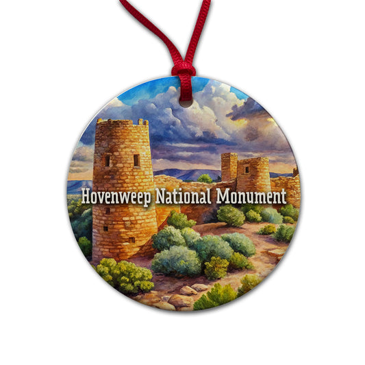 Hovenweep National Monument Colorado, Utah Round Ceramic Holiday Christmas Tree Ornament