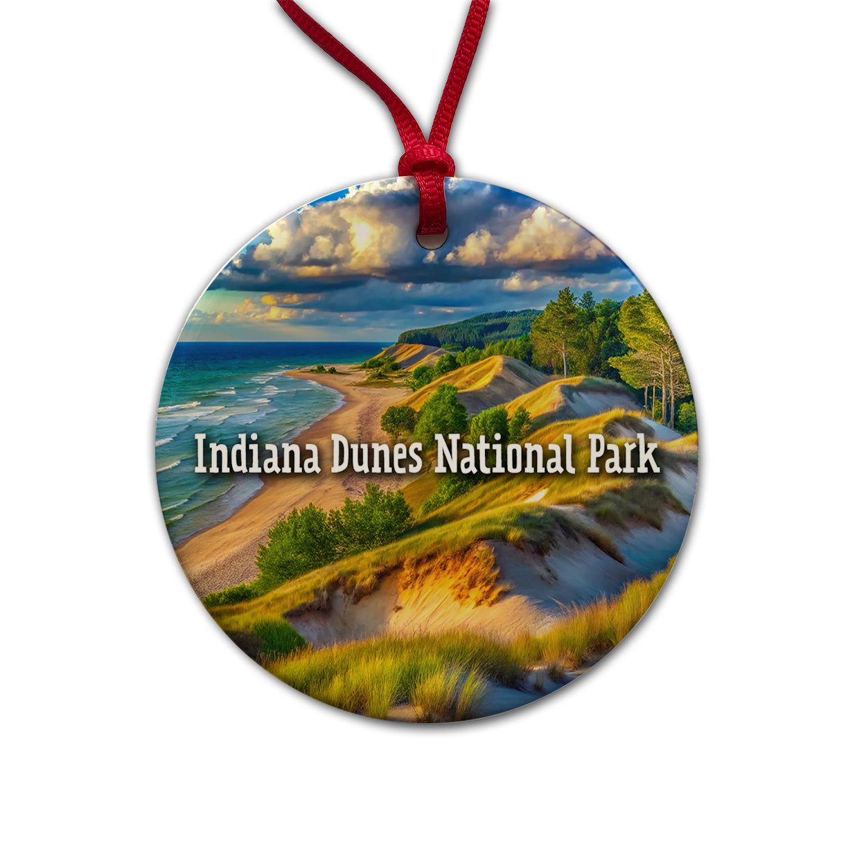 Indiana Dunes National Park Indiana Round Ceramic Holiday Christmas Tree Ornament
