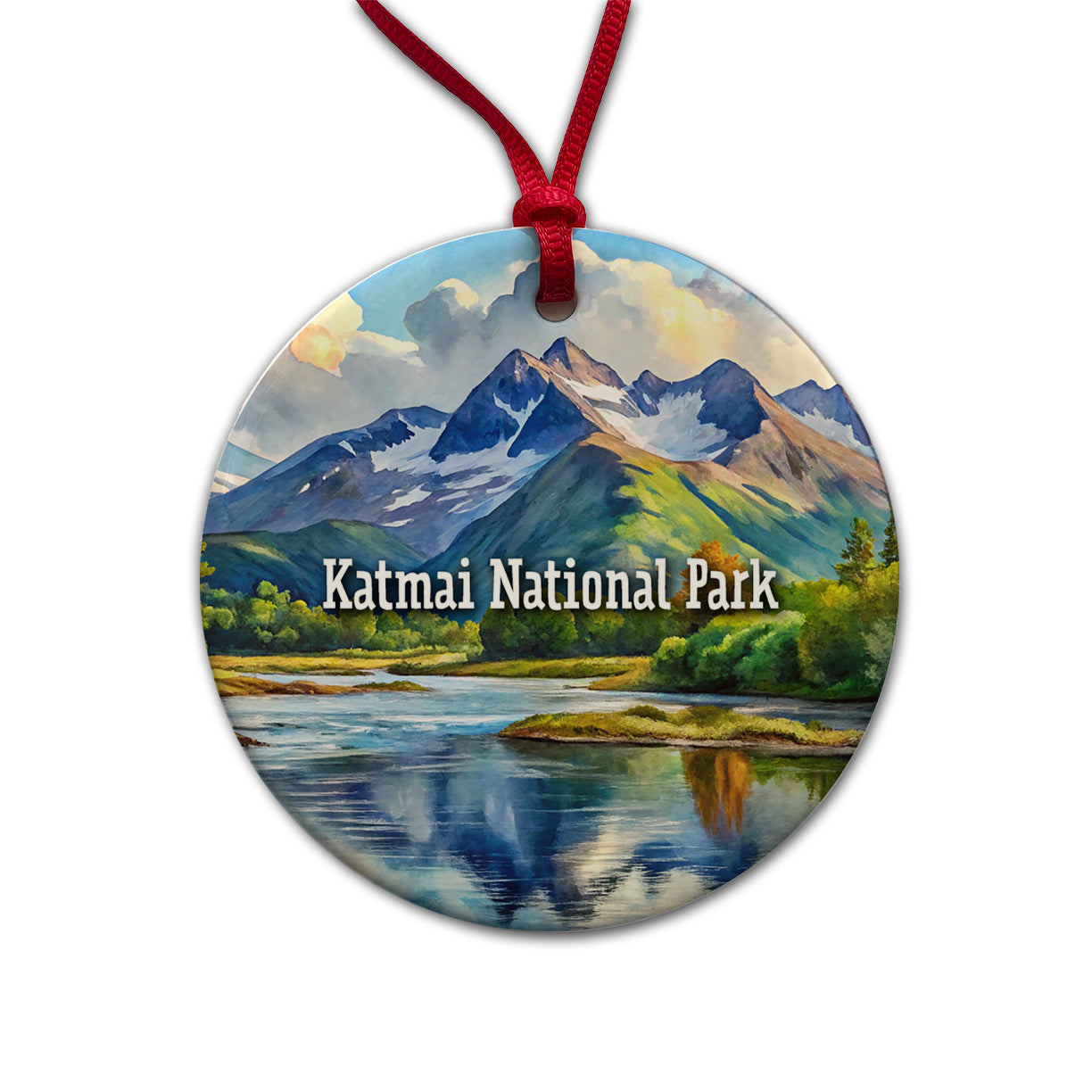 Katmai National Park Alaska Round Ceramic Holiday Christmas Tree Ornament