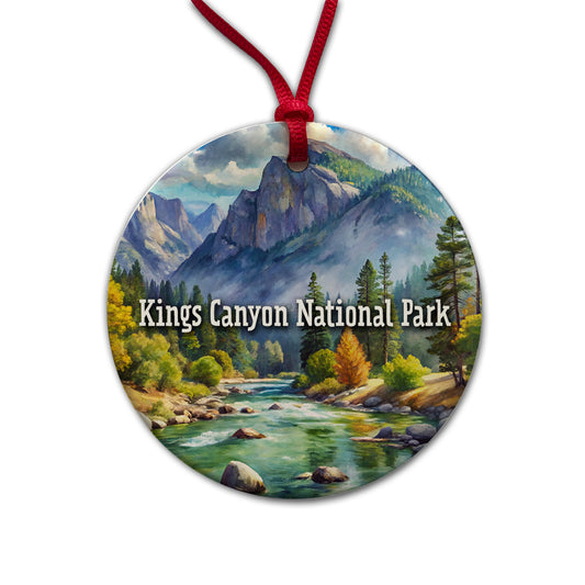 Kings Canyon National Park California Round Ceramic Holiday Christmas Tree Ornament