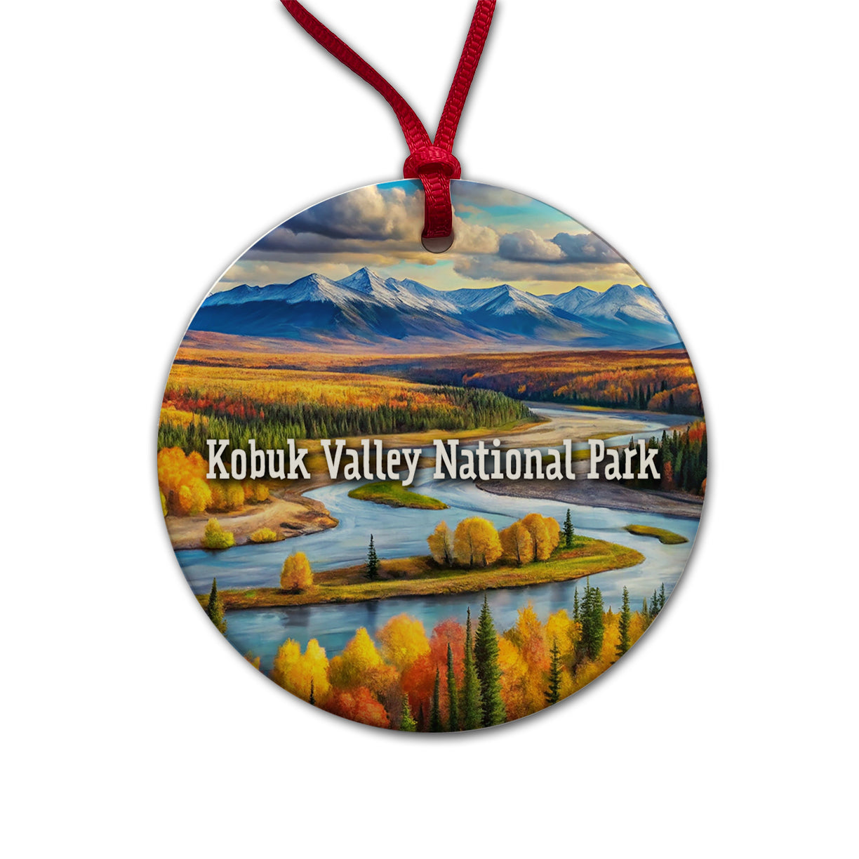Kobuk Valley National Park Alaska Round Ceramic Holiday Christmas Tree Ornament