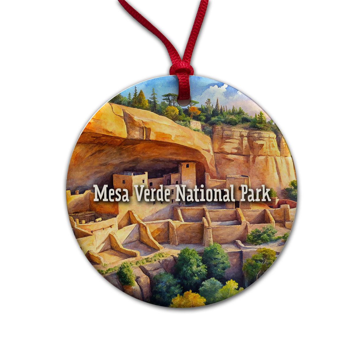 Mesa Verde National Park Colorado CO Round Ceramic Holiday Christmas Tree Ornament