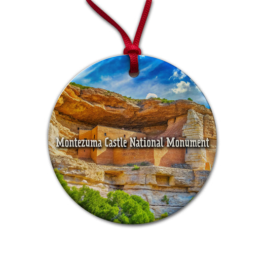 Montezuma Castle National Monument Arizona Round Ceramic Holiday Christmas Tree Ornament