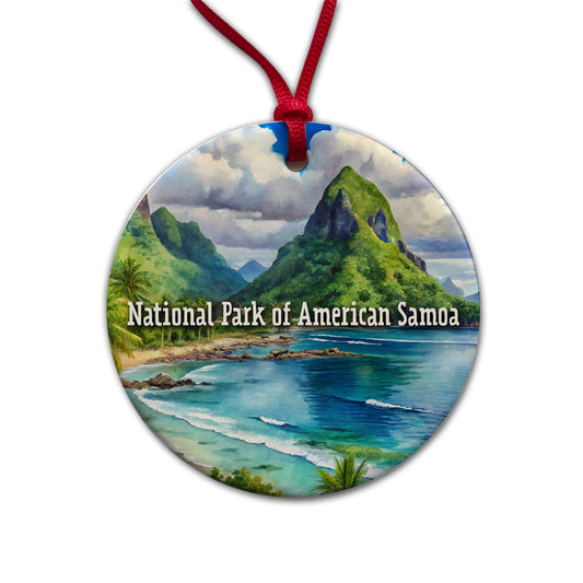 National Park of American Samoa Round Ceramic Holiday Christmas Tree Ornament