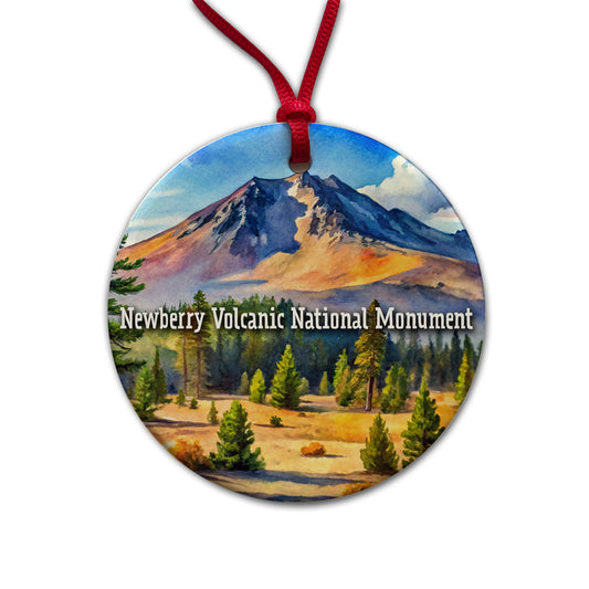 Newberry Volcanic National Monument Oregon Round Ceramic Holiday Christmas Tree Ornament