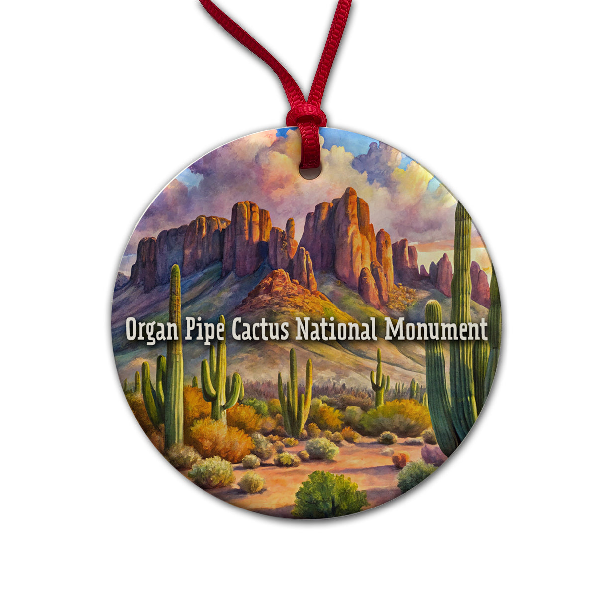 Organ Pipe Cactus National Monument Arizona Round Ceramic Holiday Christmas Tree Ornament