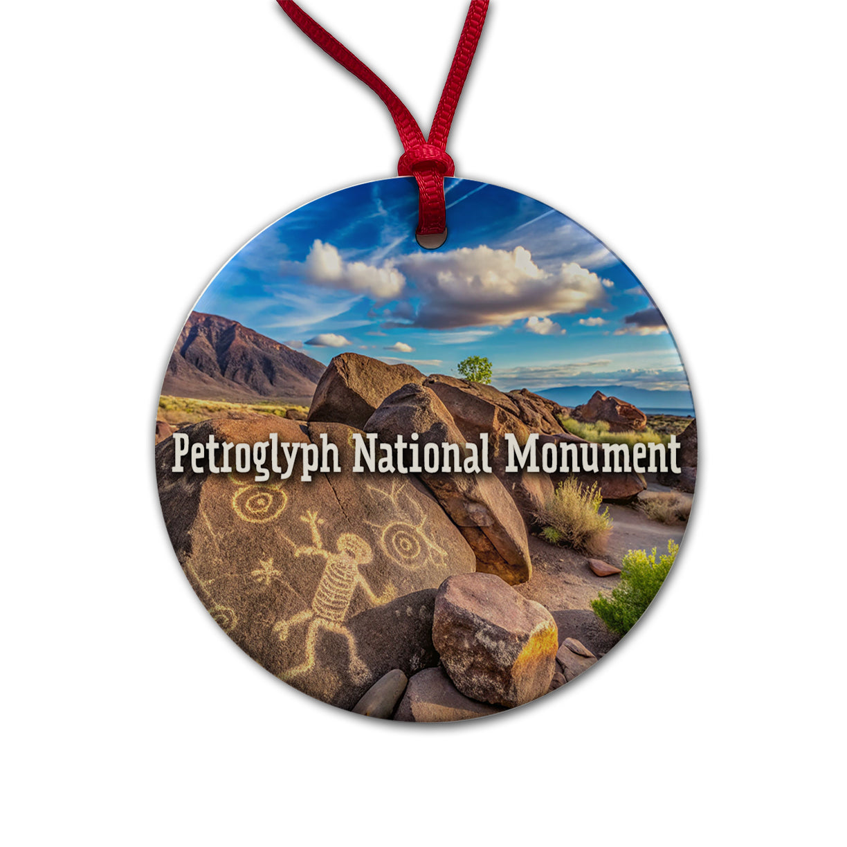 Petroglyph National Monument New Mexico Round Ceramic Holiday Christmas Tree Ornament