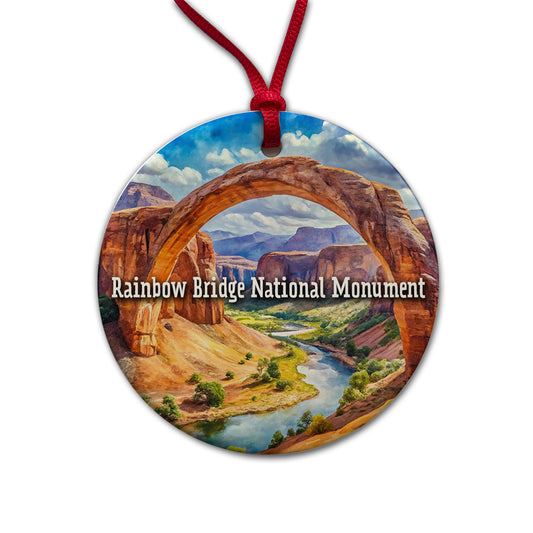 Rainbow Bridge National Monument Utah Round Ceramic Holiday Christmas Tree Ornament
