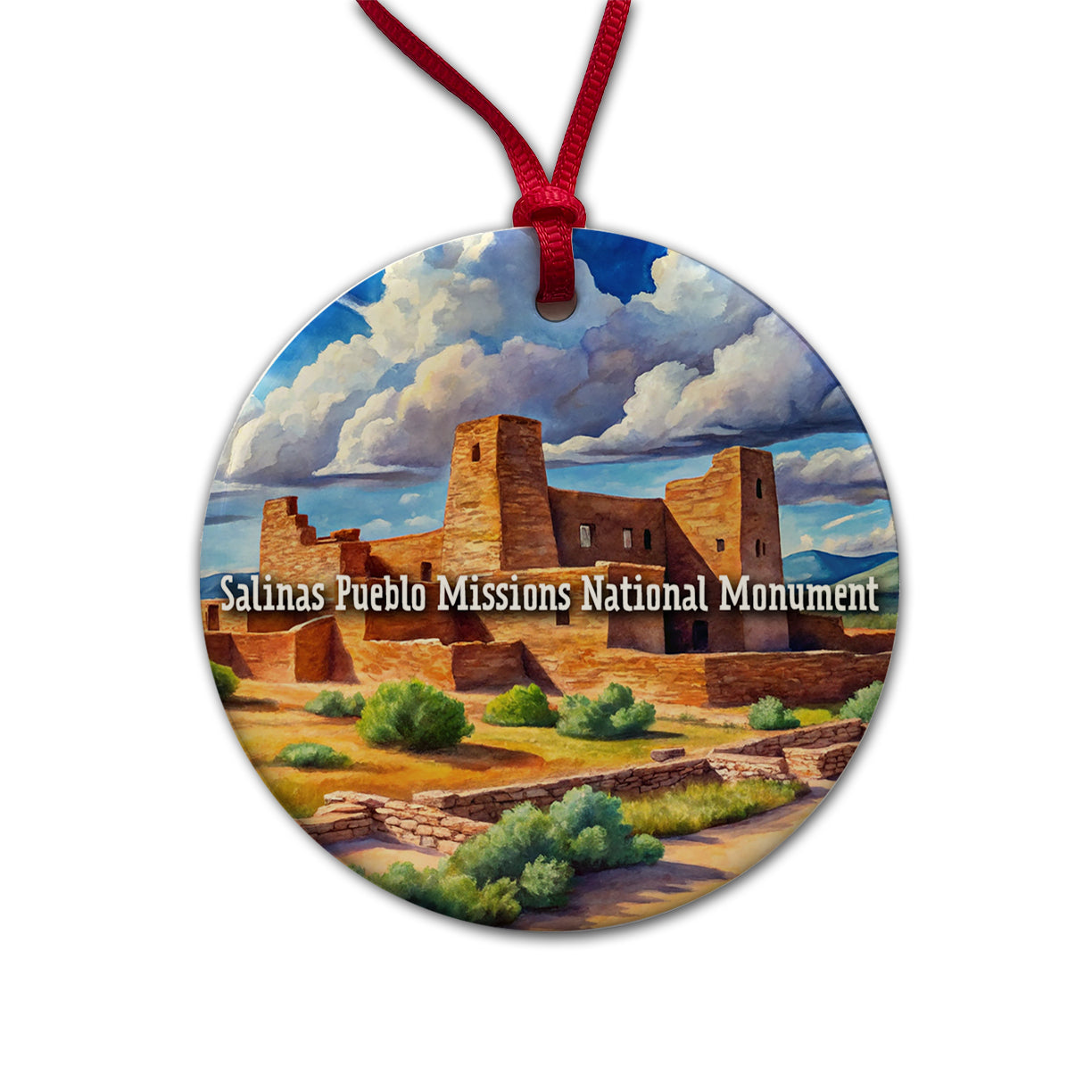Salinas Pueblo Missions National Monument New Mexico Round Ceramic Holiday Christmas Tree Ornament