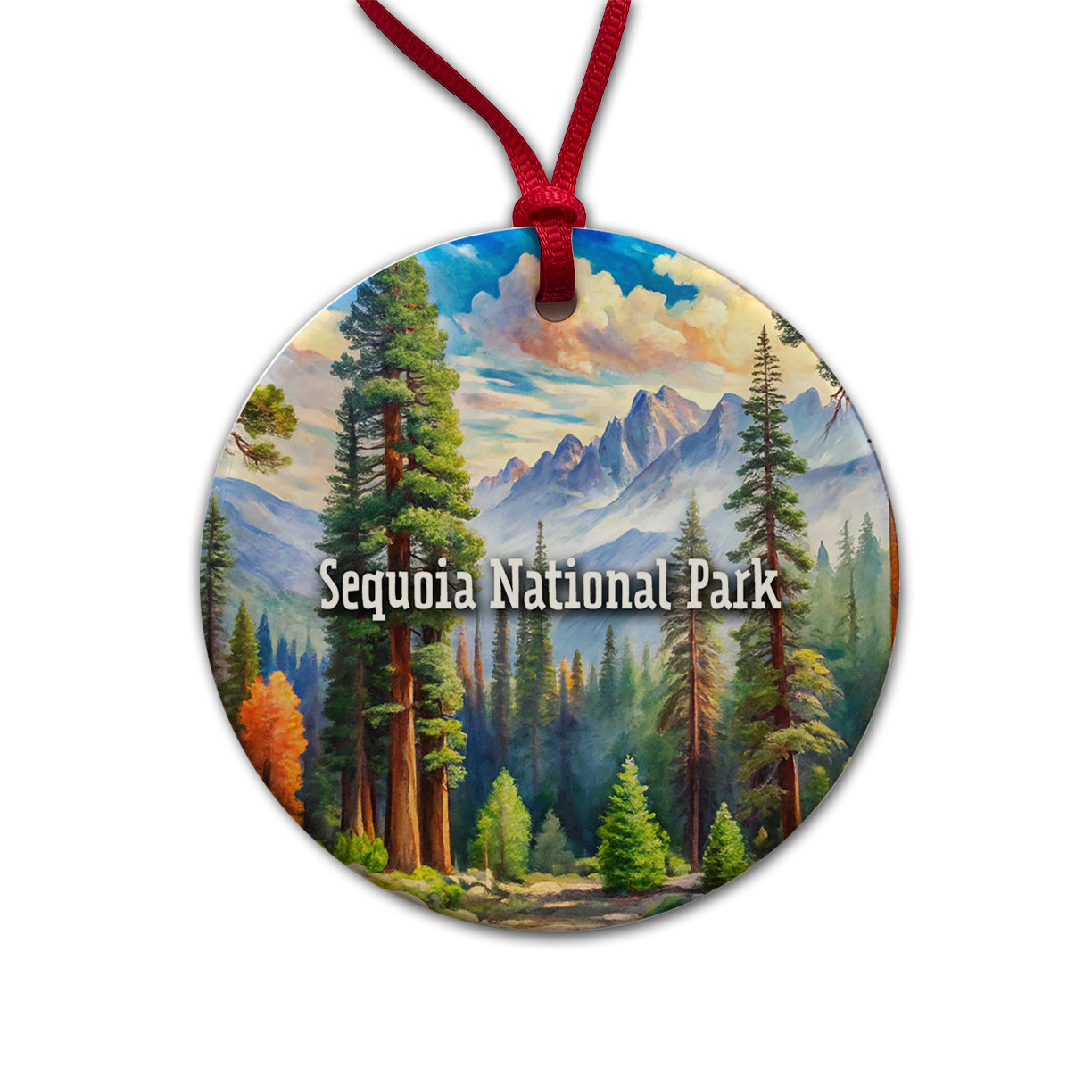 Sequoia National Park California Round Ceramic Holiday Christmas Tree Ornament