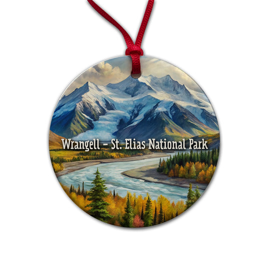 Wrangell - St. Elias National Park Alaska Round Ceramic Holiday Christmas Tree Ornament